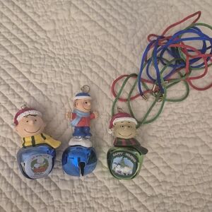 Peanuts Charlie Brown Holiday Bell Necklaces Set USED